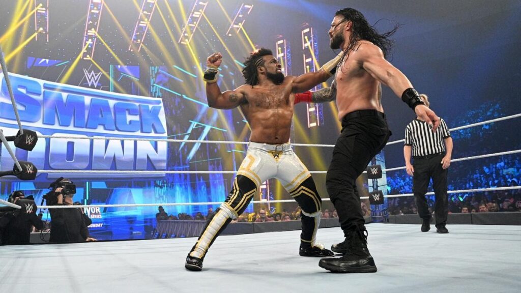 Xavier Woods and Roman Reigns face off on SmackDown
